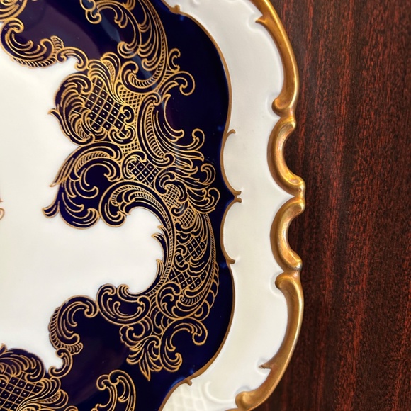 Reichenbach Fine Porcelain Cobalt Gold and White Platter Made in Germany - Picture 9 of 13